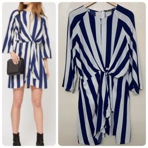 Topshop Humburg Mini Dress Sz 14 Blue Ivory